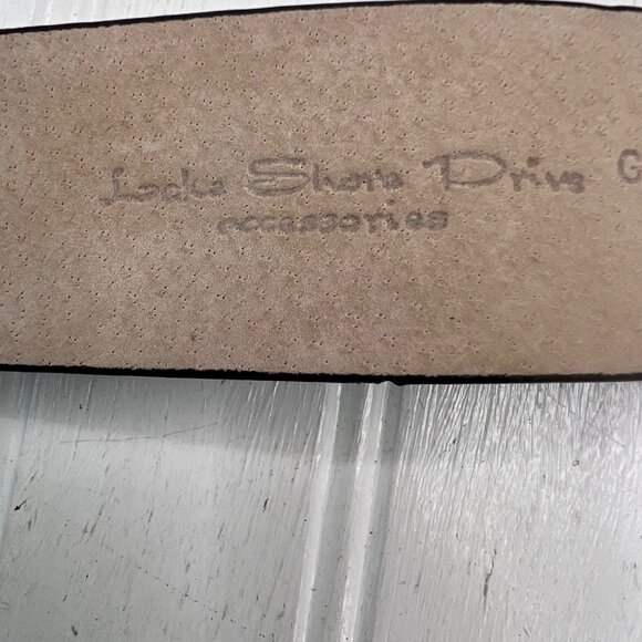 Lake Shore Drive Women's Leather Belt Leopard Print Buckle Black size Medium - Picture 5 of 8